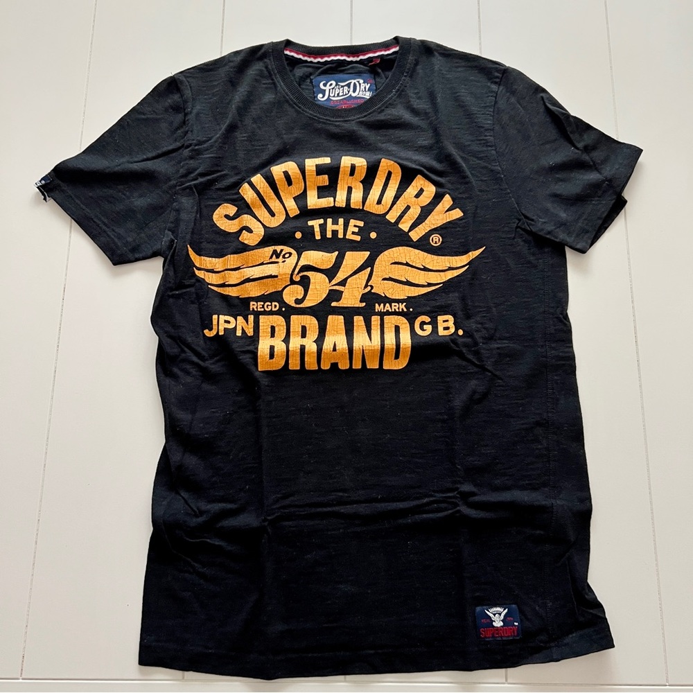 Superdry Black T-Shirt with Gold Logo
